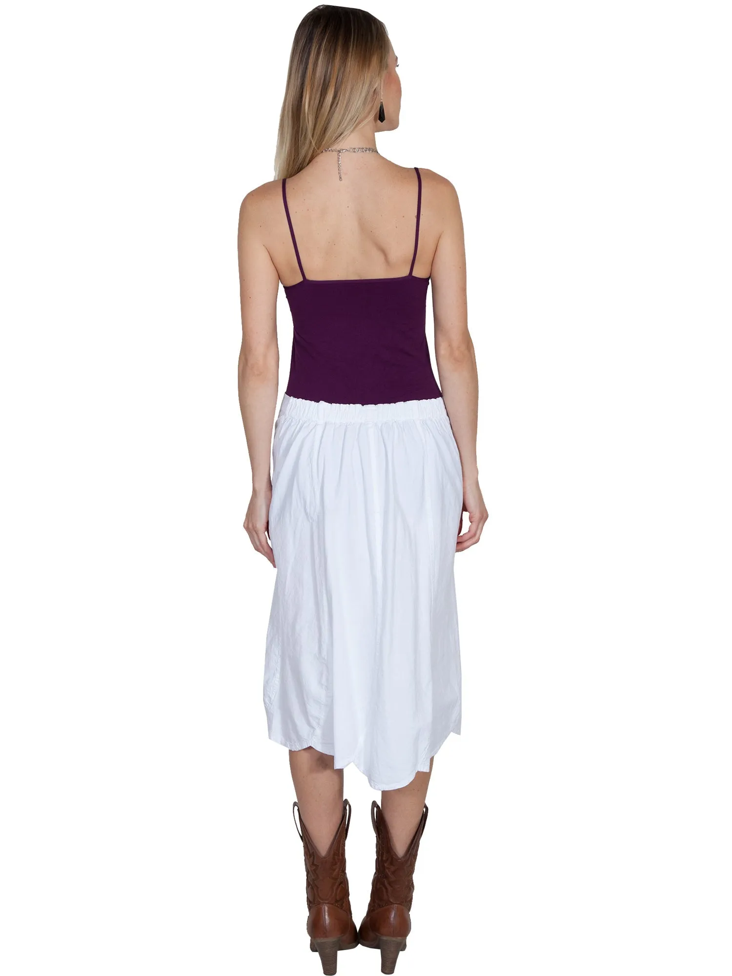 Non Fading Technology Scully Womens White 100% Cotton Tie Front Skirt