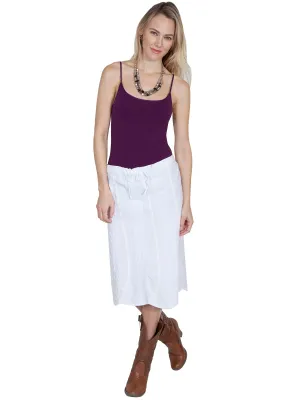 Scully Womens White 100% Cotton Tie Front Skirt Relaxed Fit Contemporary Fit Softened Fabric Scully Womens White 100% Cotton Tie Front Skirt