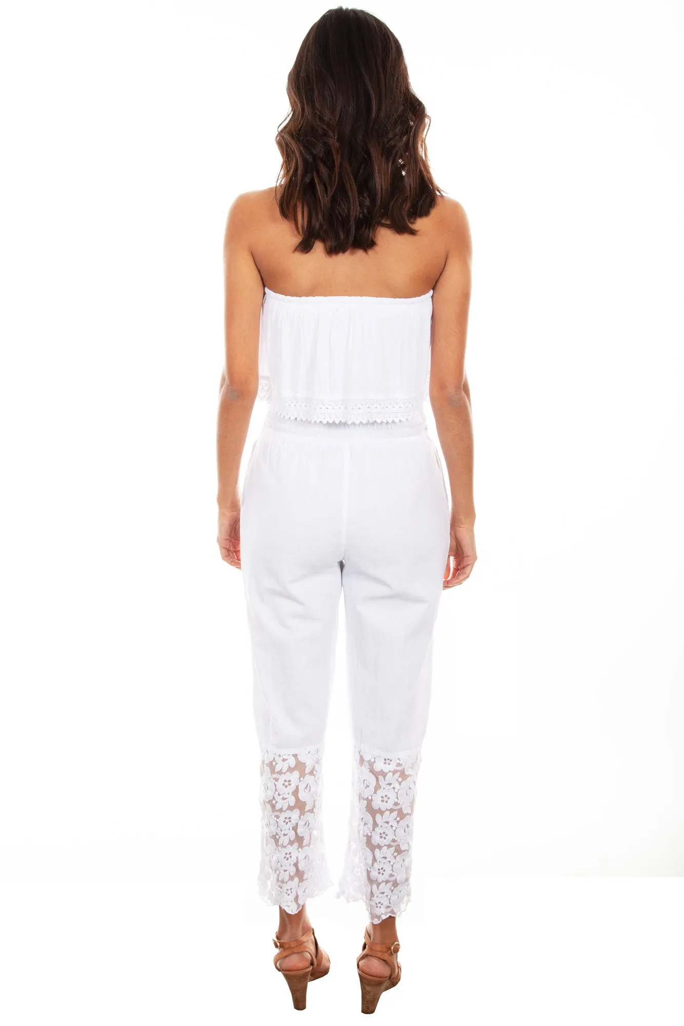 Scully Womens White 100% Cotton Tube Top Romper Minimalist Style Festival Outfit Loose