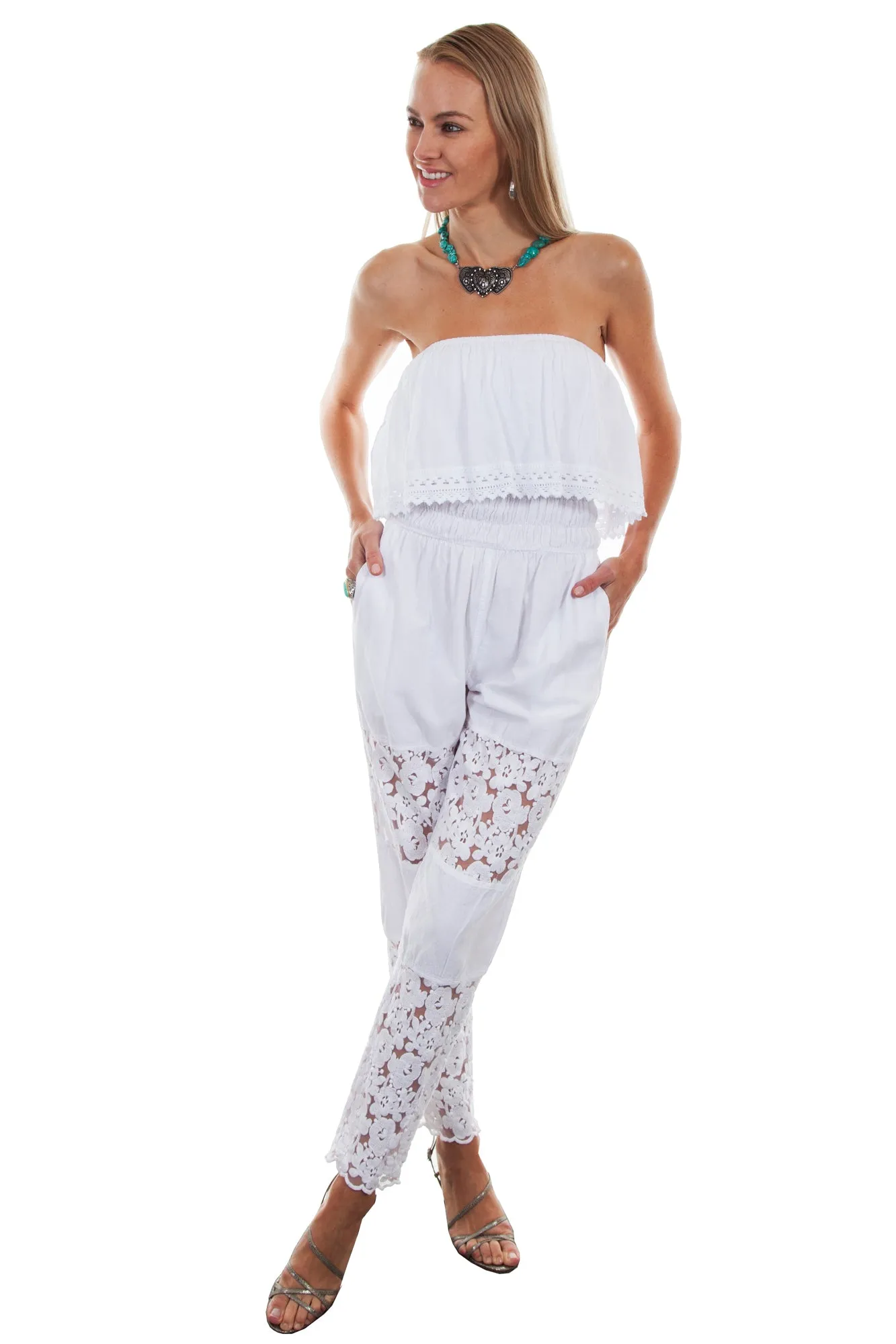 Scully Womens White 100% Cotton Tube Top Romper Everyday Eco Friendly Earthy