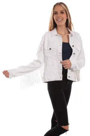 Scully Womens White Cotton Blend Rhinestone Fringe Jacket Street Silhouette Scully Womens White Cotton Blend Rhinestone Fringe Jacket Lightweight Urban Explorer Base Comfort
