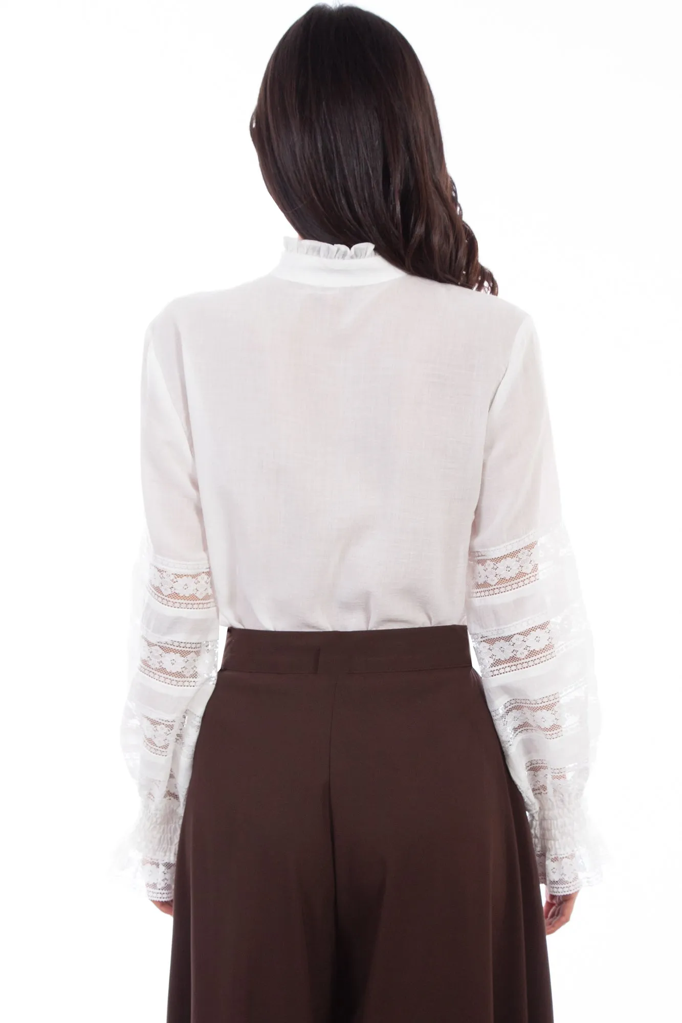 Active Touch Weekend Style Modern Scully Womens White Polyester Poet L/S Blouse