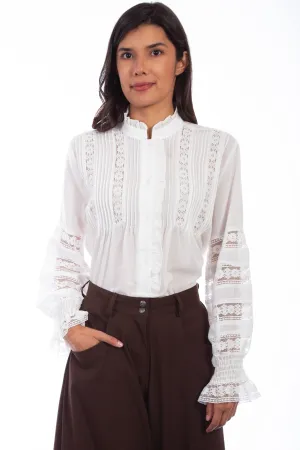 Scully Womens White Polyester Poet L/S Blouse Sleek Flow Scully Womens White Polyester Poet L/S Blouse Always Appropriate