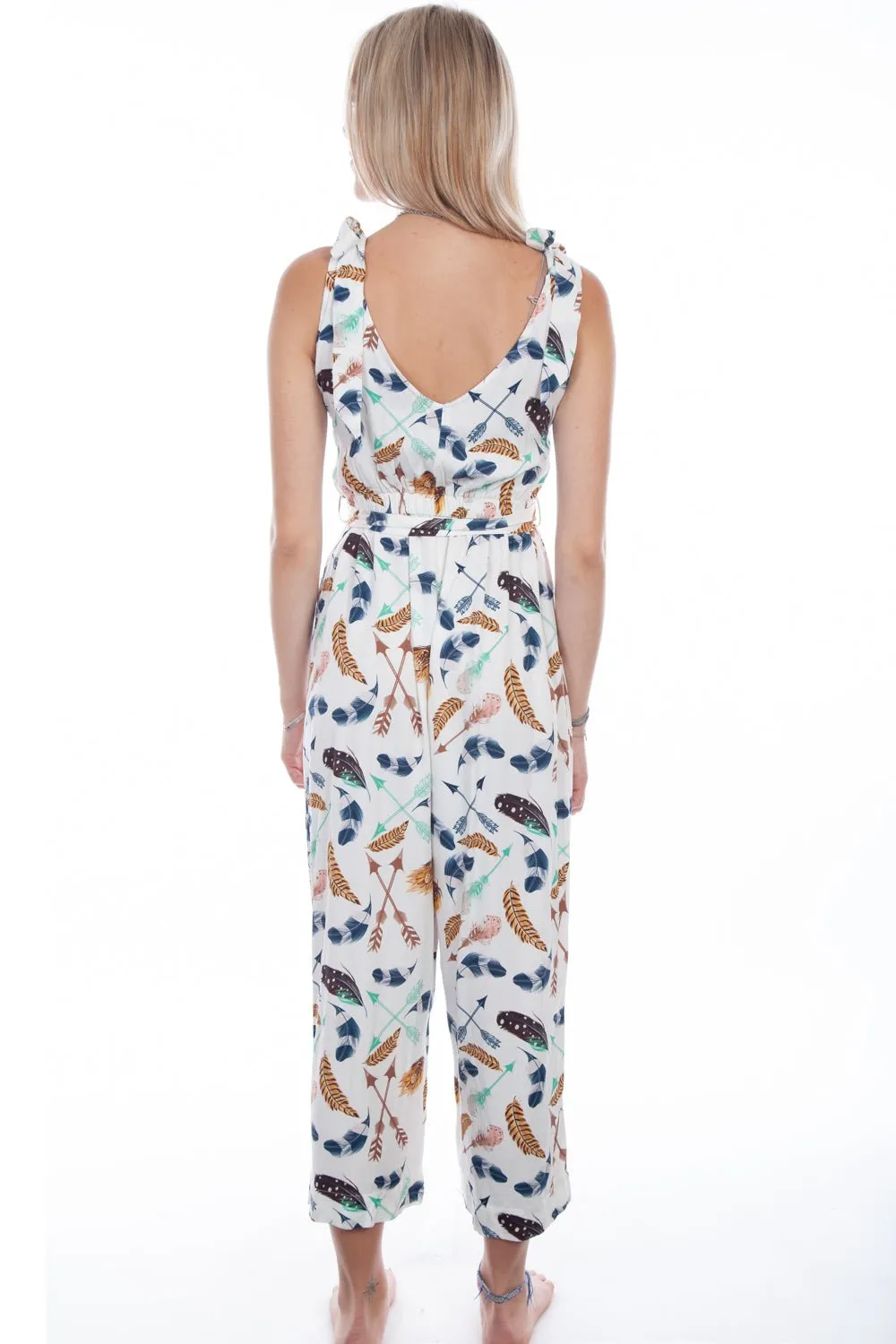 Quick Pick Scully Womens White Rayon S/L Feathers Romper