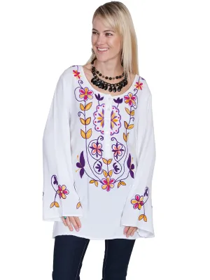 Scully Womens White Viscose Floral L/S Blouse Luxury Statement Functional Comfort Scully Womens White Viscose Floral L/S Blouse