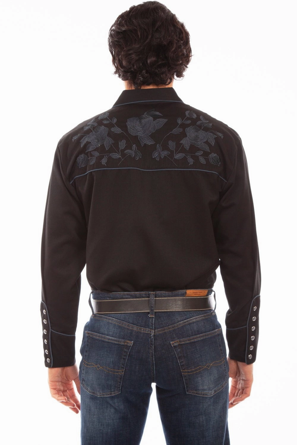 Eye-Catching Pattern Seasonal Trend Scully Mens Black Poly/Rayon Red Roses L/S Shirt