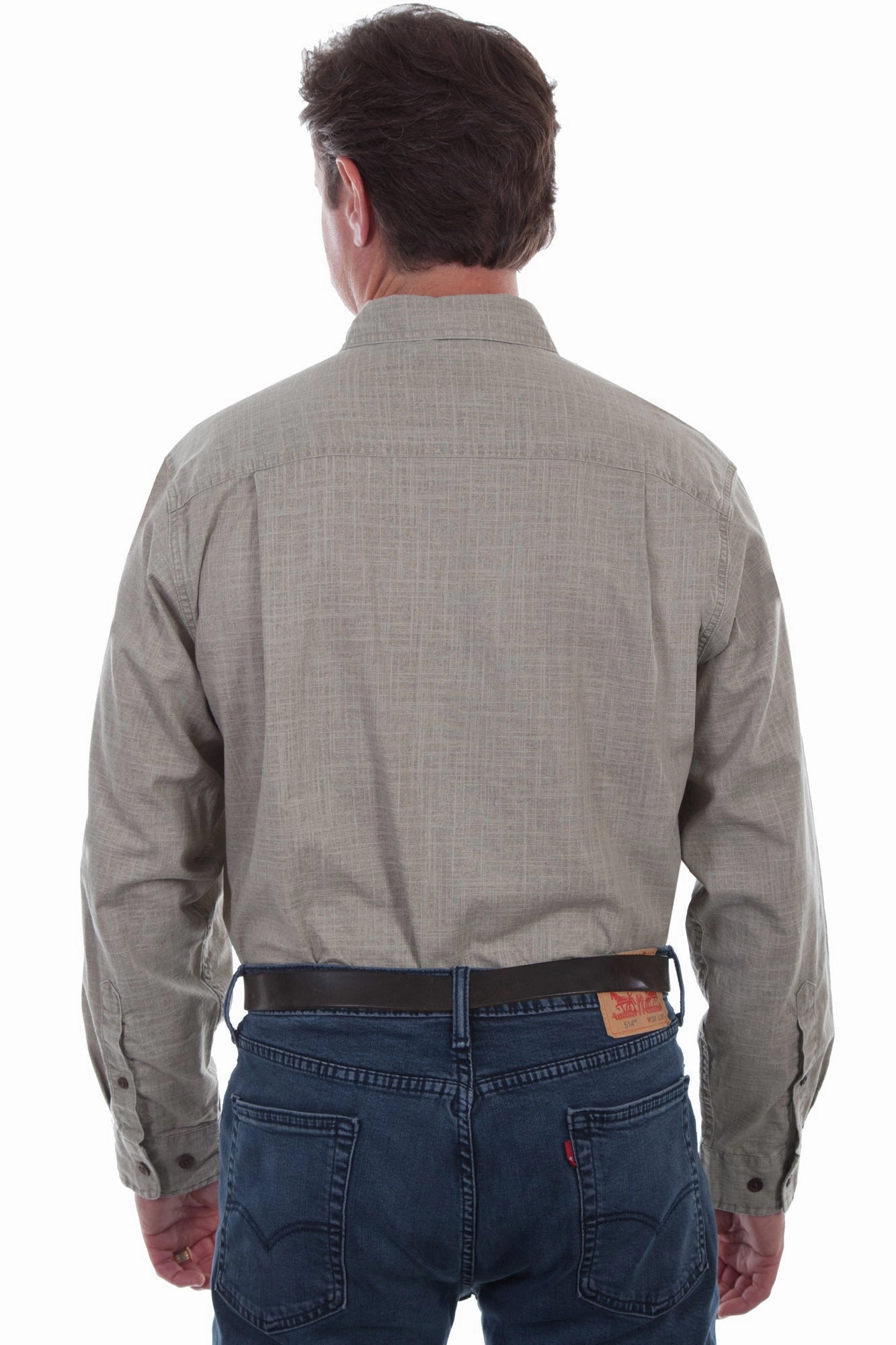 Anti Cling Fabric Scully Mens Cafe 100% Cotton Slub L/S Shirt