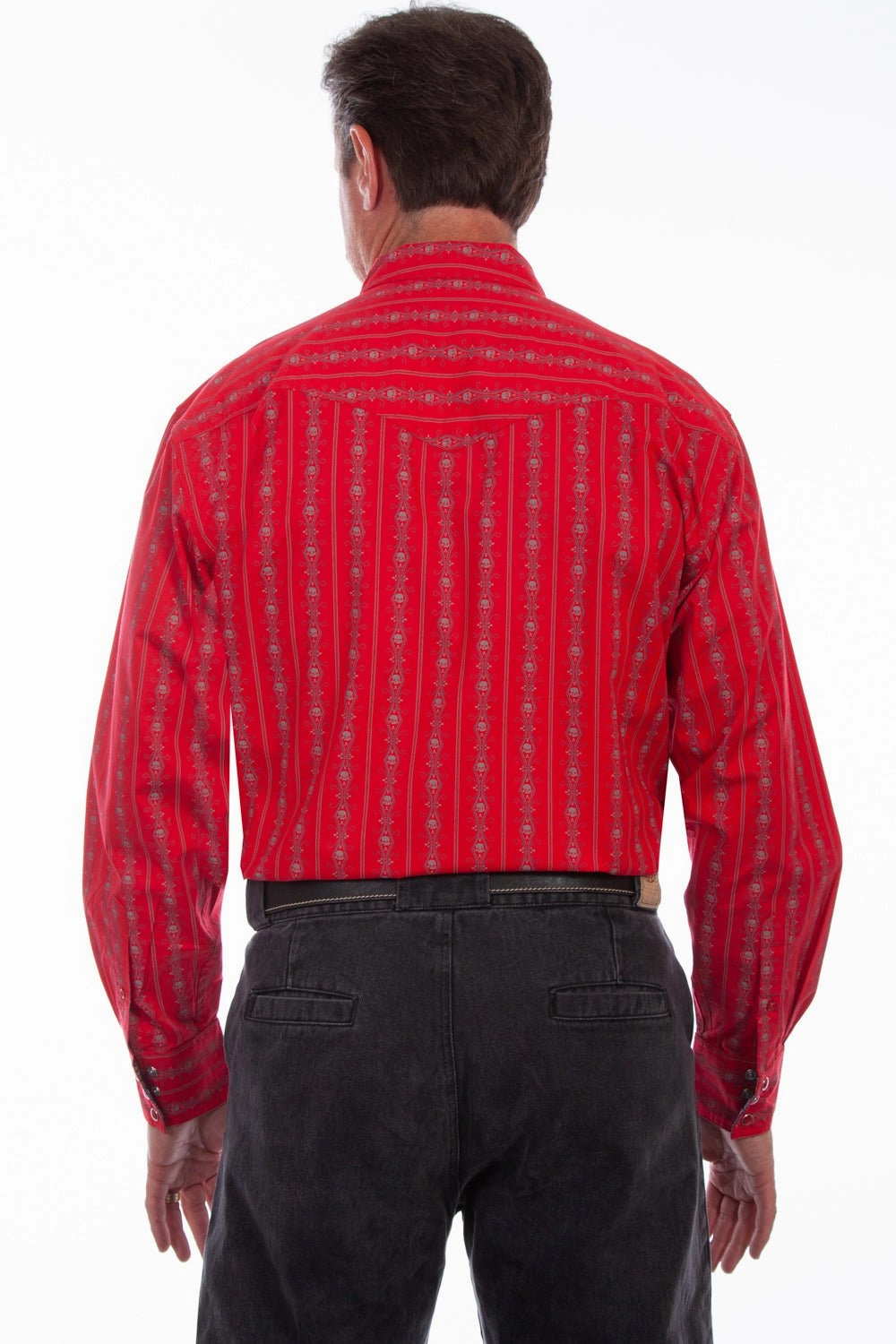 Scully Mens Skull Stripe Red 100% Cotton L/S Shirt Versatile Outfit Flexible Material