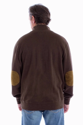 Scully Mens Suede Elbow Button Chocolate Cotton Blend Pullover Sweater M Formal Edge Scully Mens Suede Elbow Button Chocolate Cotton Blend Pullover Sweater M Tailored Cuffs Button front