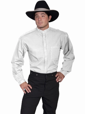 Scully Mens White 100% Cotton Stripe L/S Shirt Polka Dot Active Design Scully Mens White 100% Cotton Stripe L/S Shirt