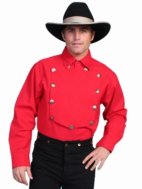 Scully RangeWear Mens Red 100% Cotton Concho L/S Western Bib Shirt L Light Wear Scully RangeWear Mens Red 100% Cotton Concho L/S Western Bib Shirt L Comfortable Wear Versatile Layering Piece