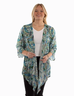 Scully Womens Paisley Floral Green Viscose Kimono Lightweight Form Color Lock Technology Outfit Essential Scully Womens Paisley Floral Green Viscose Kimono