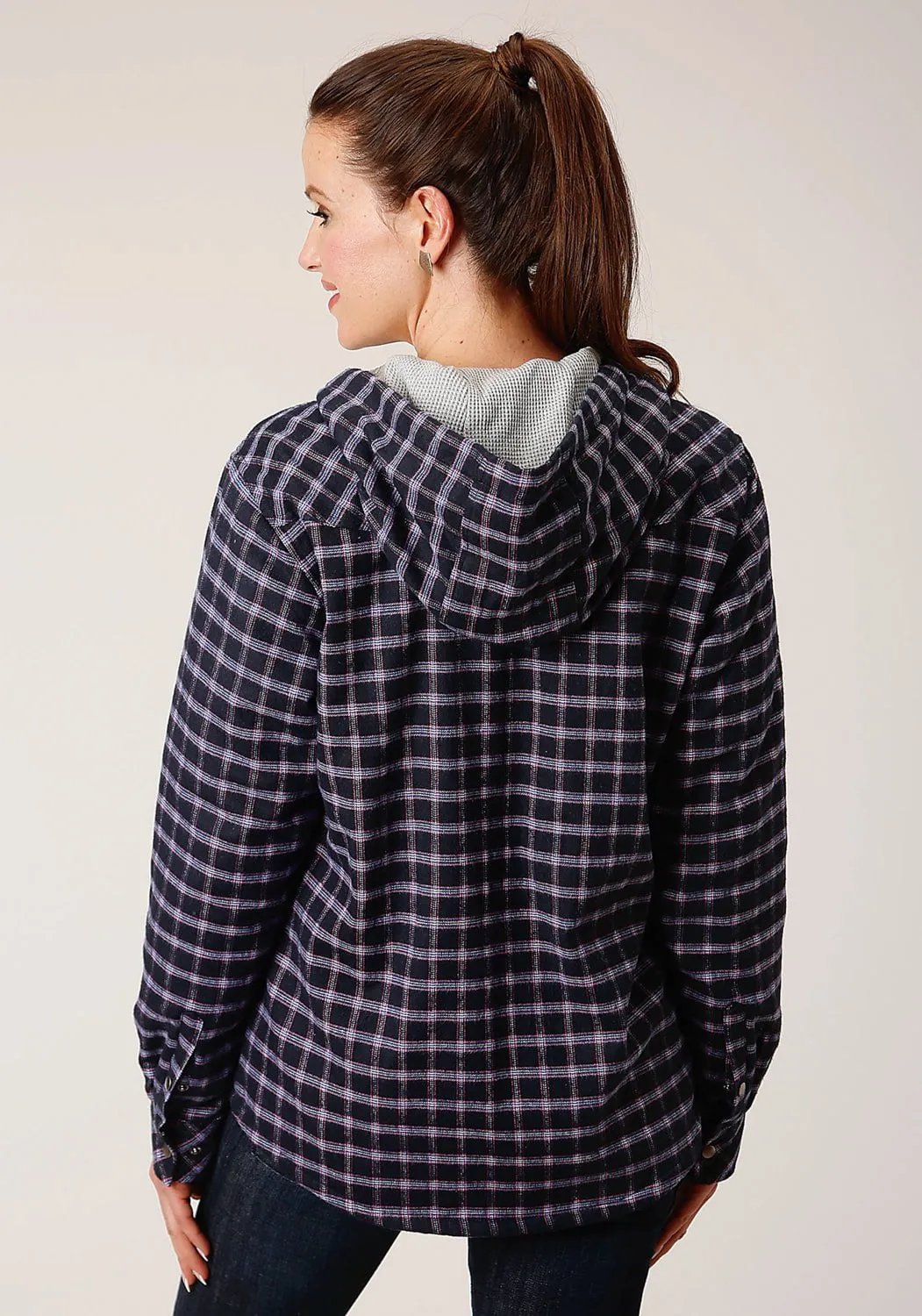 Roper Womens Thermal Lined Flannel Blue 100% Cotton Jacket Basic Layers Spring Mood Smooth Work Meeting