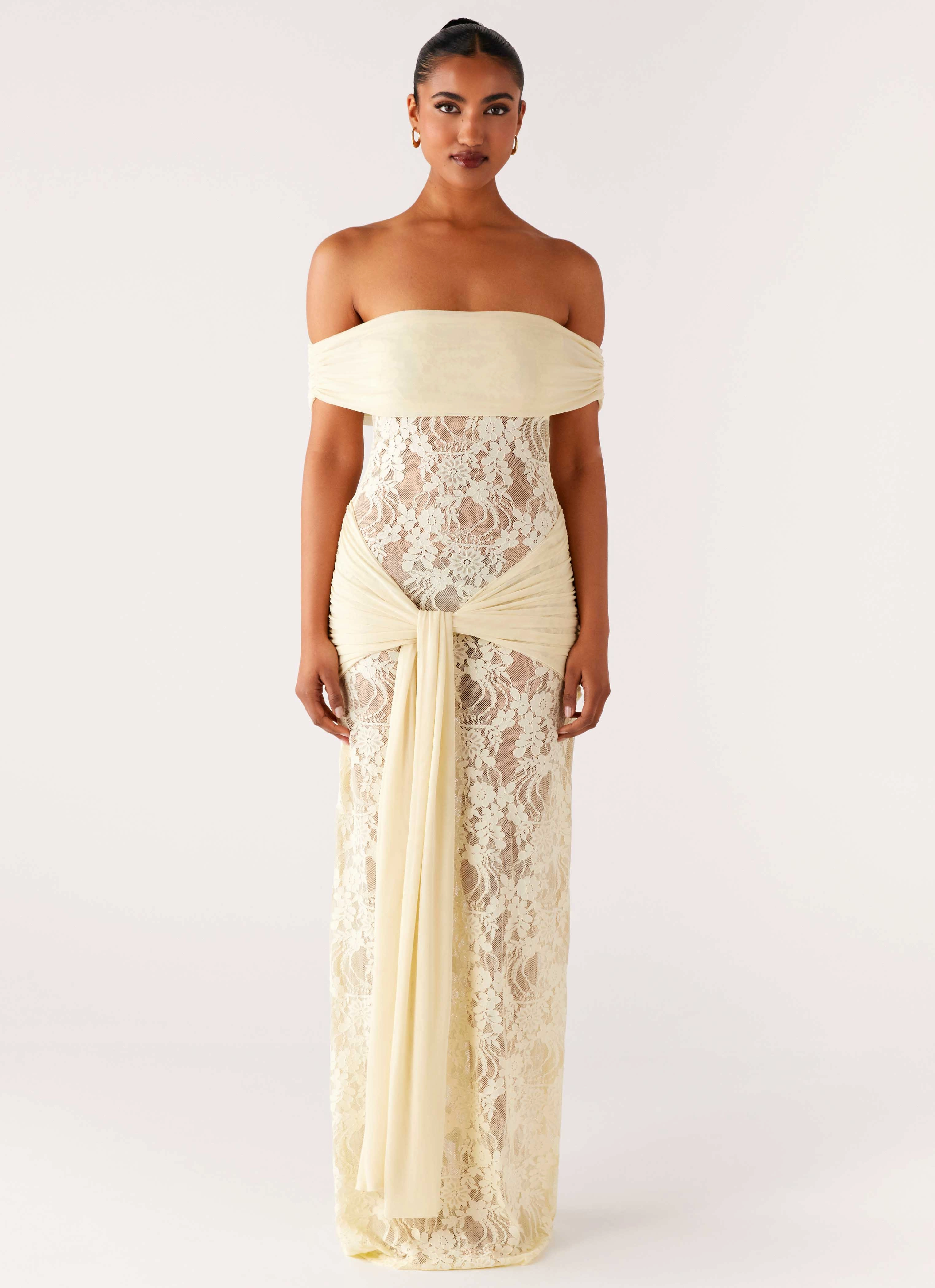 Gracie Twist Maxi Dress - Yellow Lightweight Layer Sleek Feel