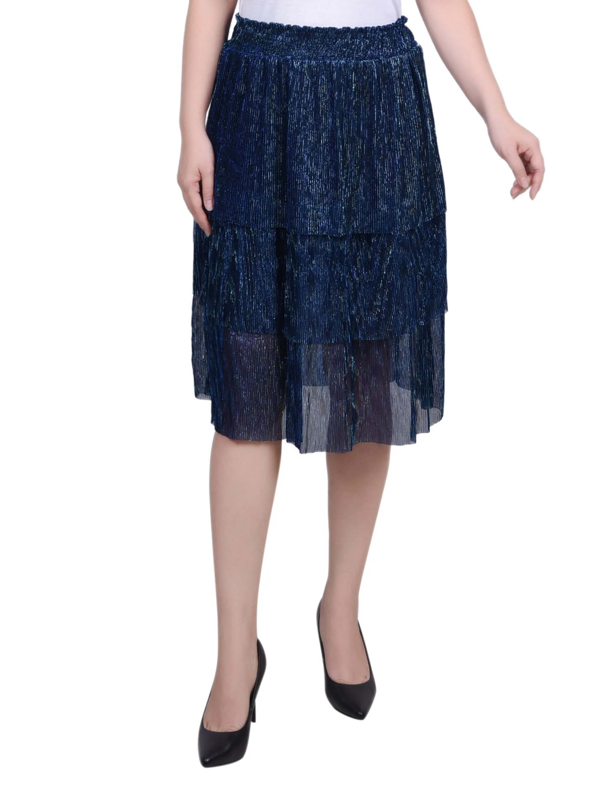Garden-Party Petite Tiered Mesh Plisse Skirt
