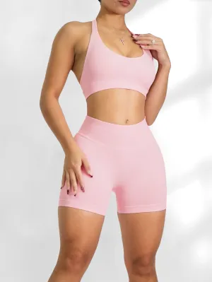 Seamless Halter Sports Bra (Blossom Pink)