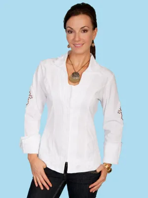 Seamless Pocket Design Scully Womens White 100% Cotton Cross L/S Shirt Scully Womens White 100% Cotton Cross L/S Shirt Low Impact Dye