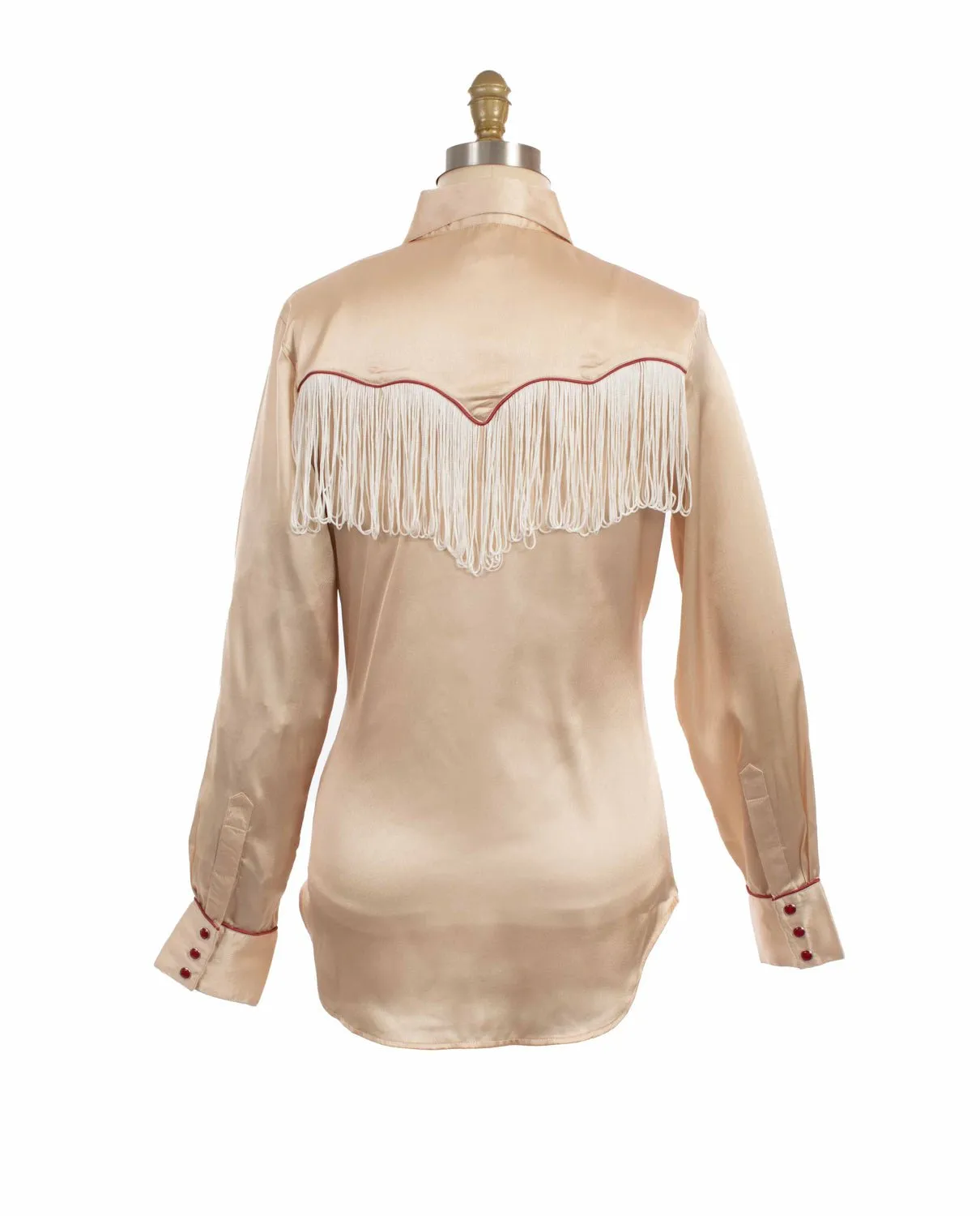 Scully Womens Retro Snap Fringe Tan 100% Polyester L/S Blouse Classic Look