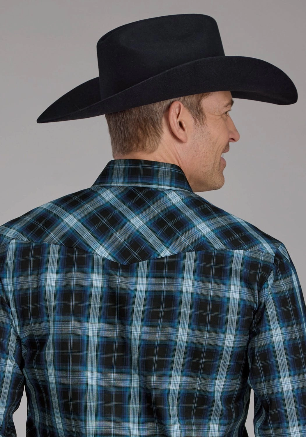 Sporty Appeal Eco-friendly Roper Mens 2128 Windowpane Plaid Multi Blue Cotton Blend L/S Shirt