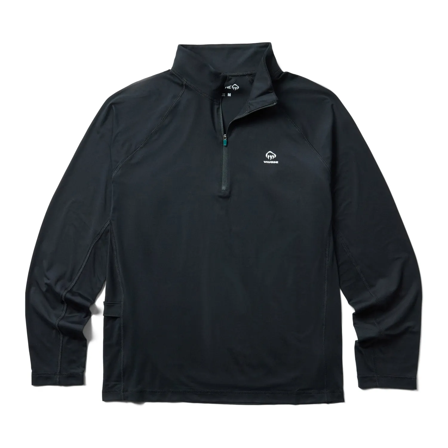 Wardrobe Must-Have Wolverine Mens Black Polyester L/S Tactical Sun-Stop Eco Zip Shirt