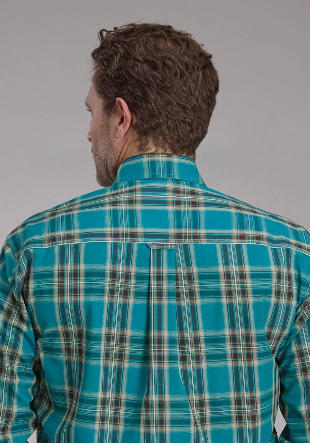 Roper Mens 2246 Real Plaid Teal 100% Cotton 1 Pkt L/S Shirt Conference Appropriate