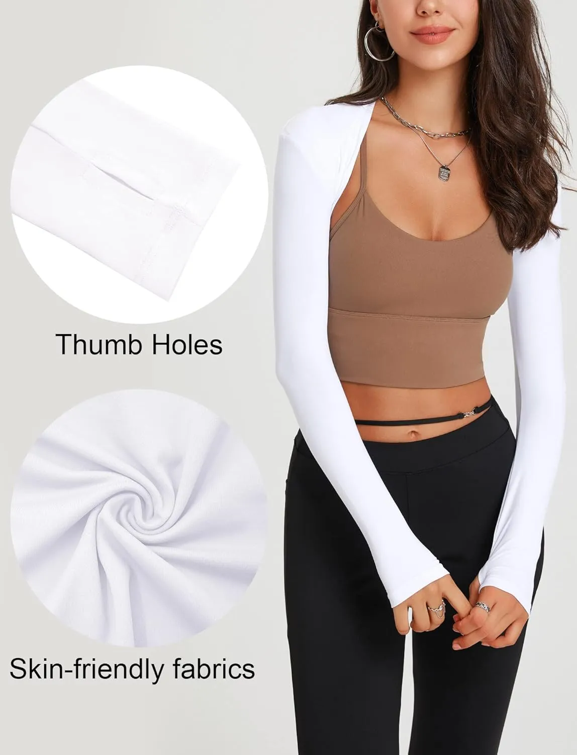 SEAUR Women Athletic Long Sleeve Shrugs Sun Protection Open Front Yoga Sports Workout Bolero Shrug Arm Sleeves Shawl Cardigan