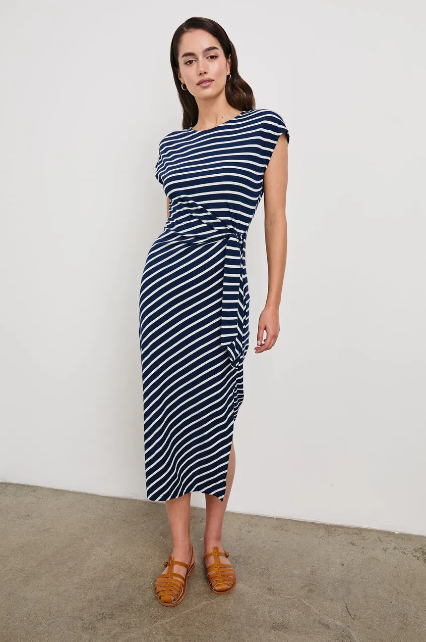Selah Dress in Navy Ivory Stripe Long Lines