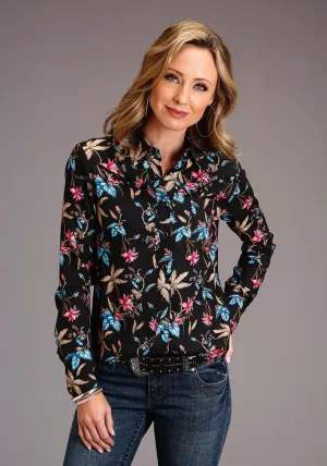 Selvedge Edging Stetson Womens Black Rayon/Nylon Feather Floral L/S Blouse Stetson Womens Black Rayon/Nylon Feather Floral L/S Blouse Shopping Day Vibrant