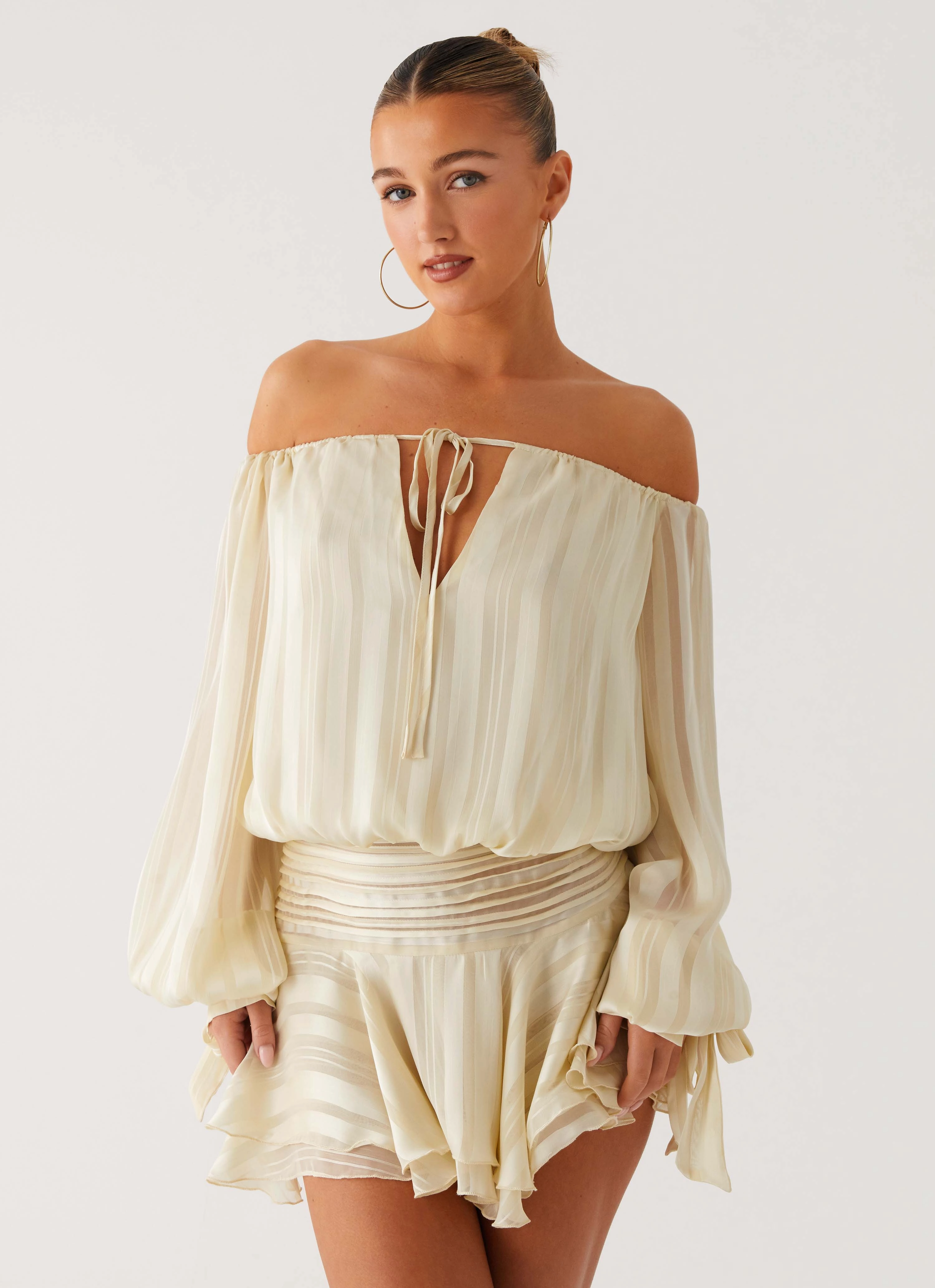 Polished Look Perfect Style Wear Eira Balloon Sleeve Mini Dress - Ivory