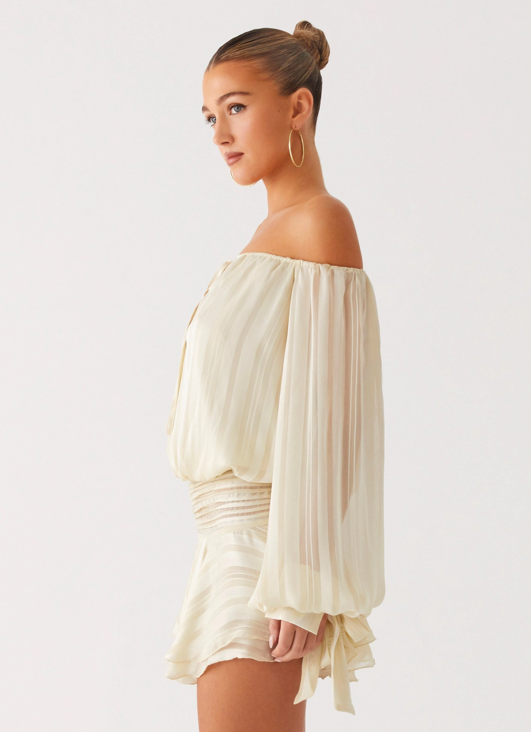 Fall Ready Eira Balloon Sleeve Mini Dress - Ivory