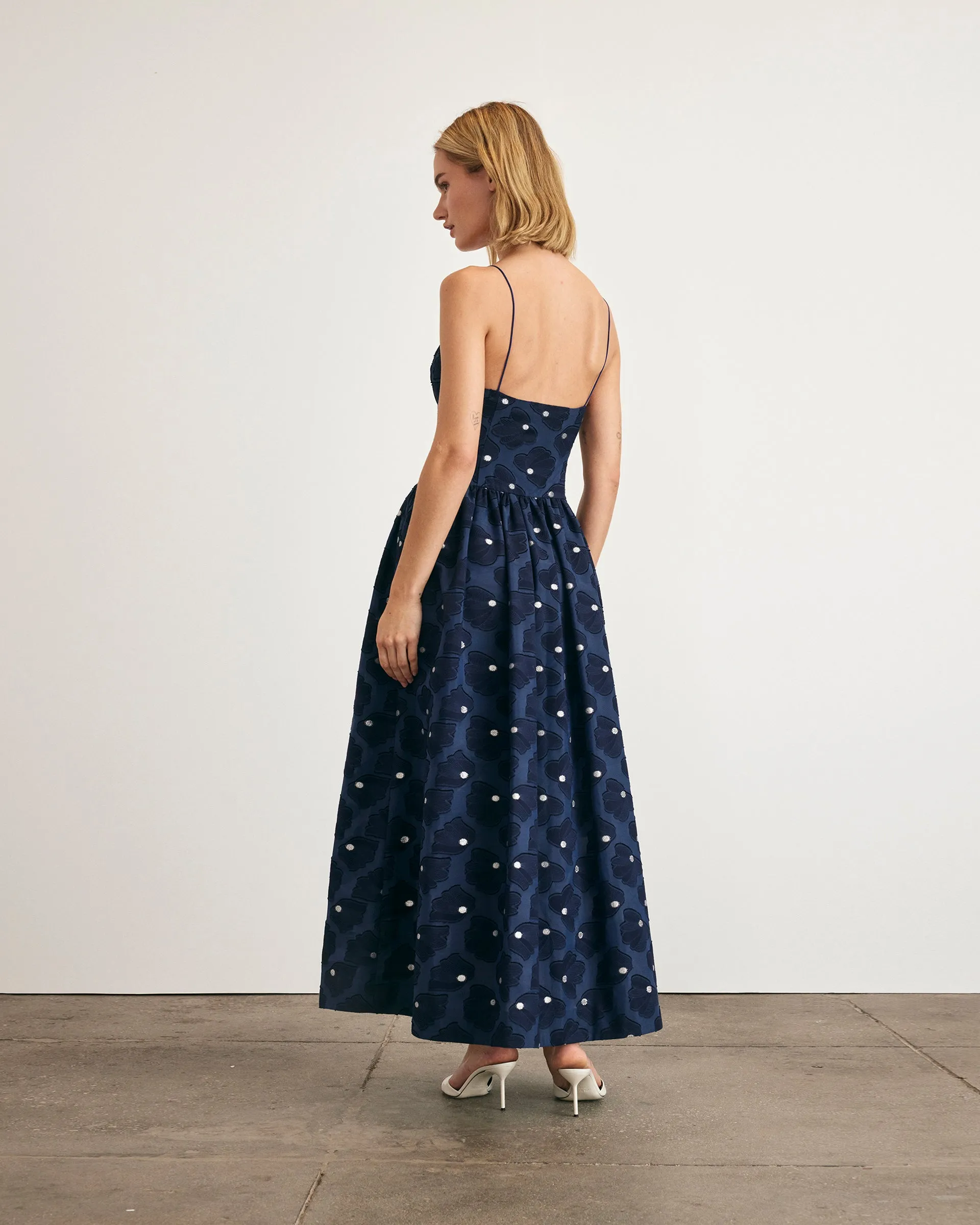 Serena Dress Draped Layer Mixed Fabric