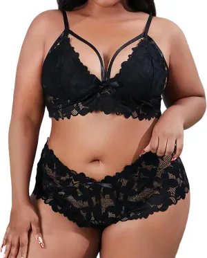 Sexy Lingerie for Women plus Lace Bralette High Waist Panty Set Postpartum Corset Thong