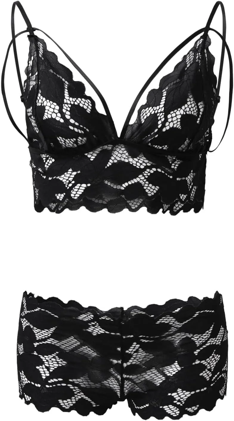Sexy Lingerie for Women plus Lace Bralette High Waist Panty Set Postpartum Corset Thong