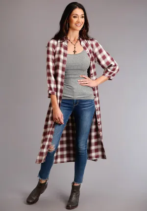 Shape Retain Stetson Womens Wine Rayon/Nylon Gaucho Plaid 3/4 Sleeve Dress Edgy Design Nature Lover Shopping Day Everyday Stetson Womens Wine Rayon/Nylon Gaucho Plaid 3/4 Sleeve Dress