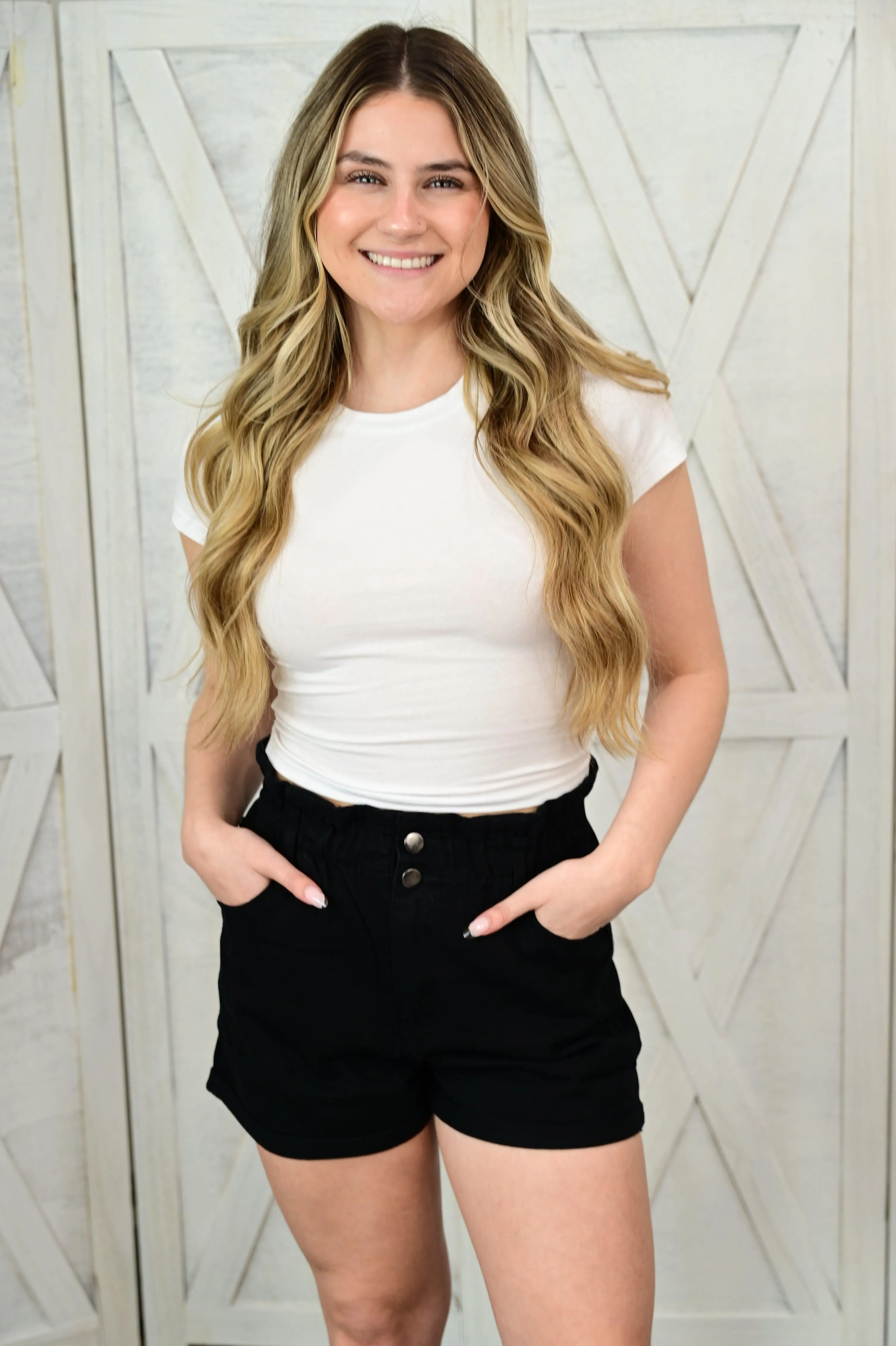 Nora Double Buttoned Waistband Denim Shorts Essential Basics Urban Explorer Picnic Style