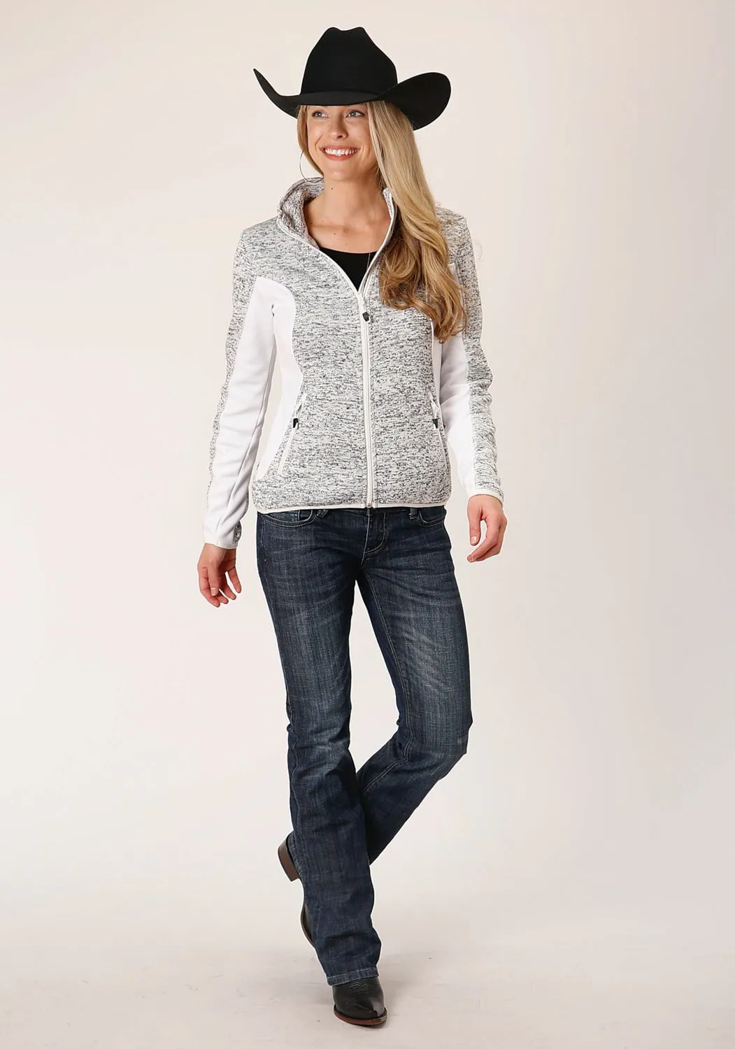 Lightweight Choice Comfy Home Comfort Weekend Getaway Roper Womens Sweater Knit Cream Polyester Fleece Jacket