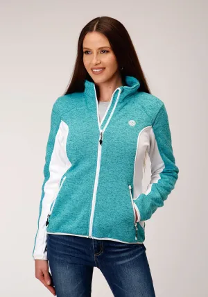 Sharp Feel Roper Womens Melange Aqua Polyester Fleece Jacket Trend Design Smart Comfort Roper Womens Melange Aqua Polyester Fleece Jacket