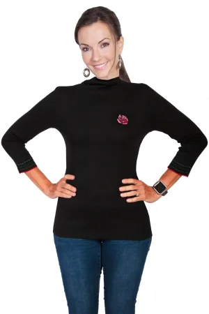 Sharp Feel Scully Womens Black 100% Cotton Turtleneck Sweater Softened Lining Scully Womens Black 100% Cotton Turtleneck Sweater
