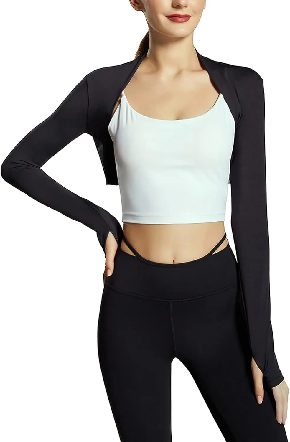 Shawl Arm Sleeves for Women Sun Protection Athletic Shrug Long Sleeve Crop Tops Yoga Sports Bolero