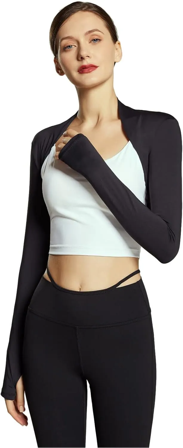 Shawl Arm Sleeves for Women Sun Protection Athletic Shrug Long Sleeve Crop Tops Yoga Sports Bolero