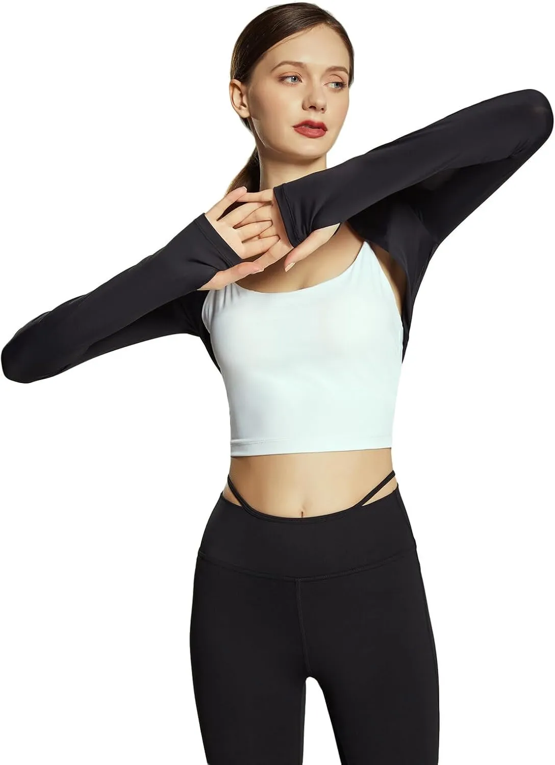 Shawl Arm Sleeves for Women Sun Protection Athletic Shrug Long Sleeve Crop Tops Yoga Sports Bolero
