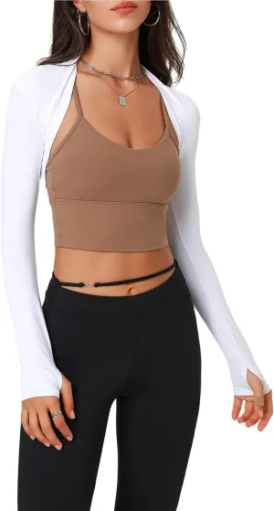 Shawl Arm Sleeves for Women Sun Protection Athletic Shrug Long Sleeve Crop Tops Yoga Sports Bolero