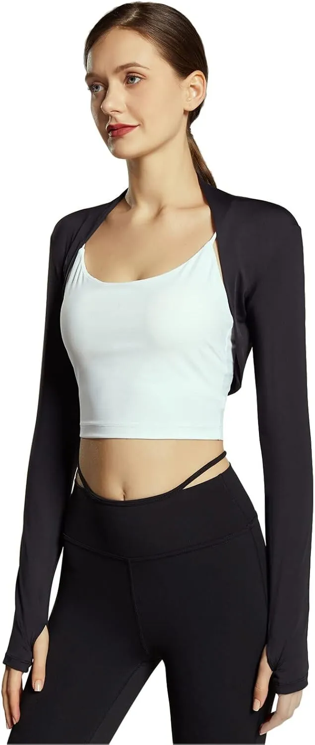 Shawl Arm Sleeves for Women Sun Protection Athletic Shrug Long Sleeve Crop Tops Yoga Sports Bolero