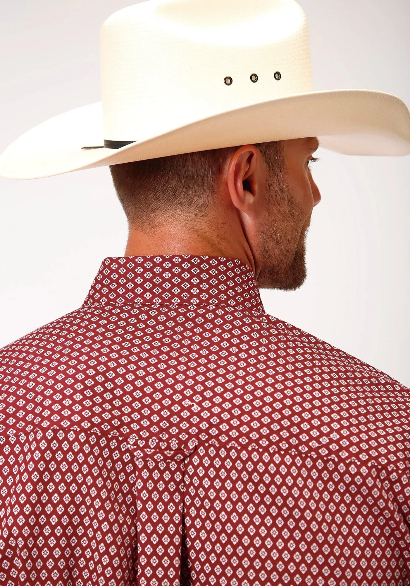 Workwear Option City Exploration Roper Mens Red 100% Cotton Barn Foulard BD S/S Btn Shirt
