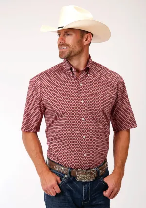 Sheer Panel Roper Mens Red 100% Cotton Barn Foulard BD S/S Btn Shirt Ombre look Roper Mens Red 100% Cotton Barn Foulard BD S/S Btn Shirt