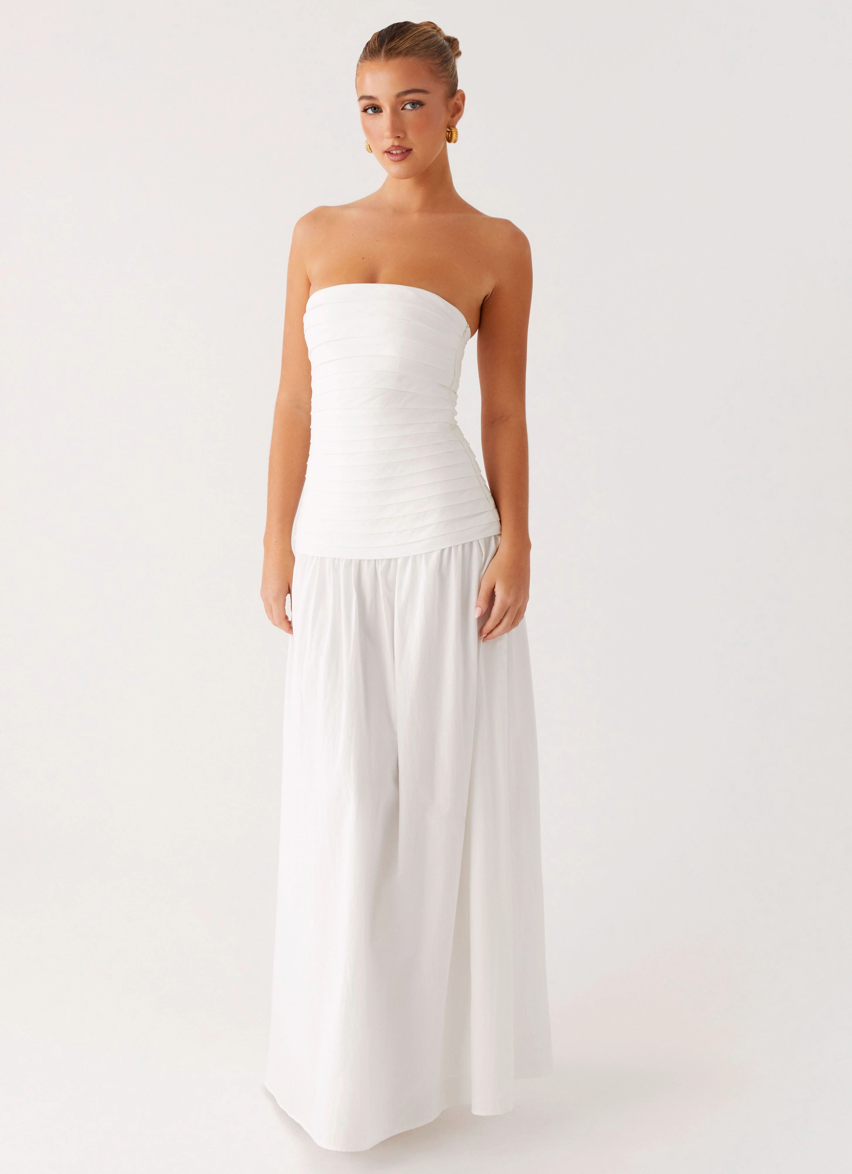 Tyrah Maxi Dress - White Sleek Texture Anytime Fit