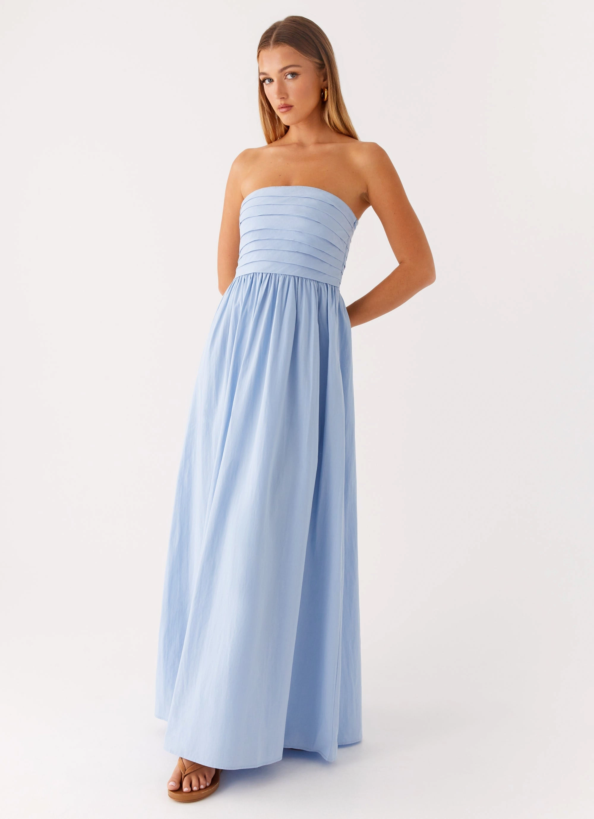Tulle Flow Lace Fine Tamia Maxi Dress - Blue