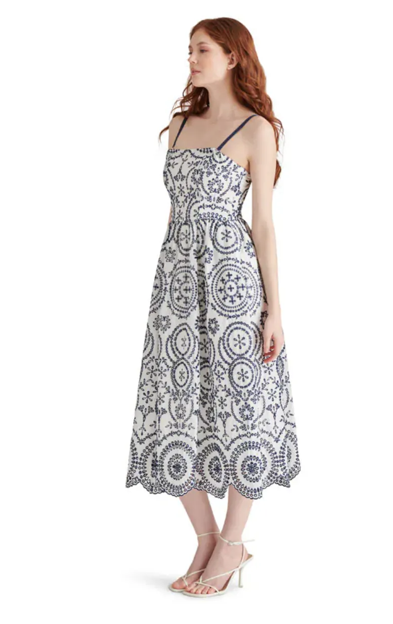 Shirley Dress in Marine Picture Perfect Front-Slit
