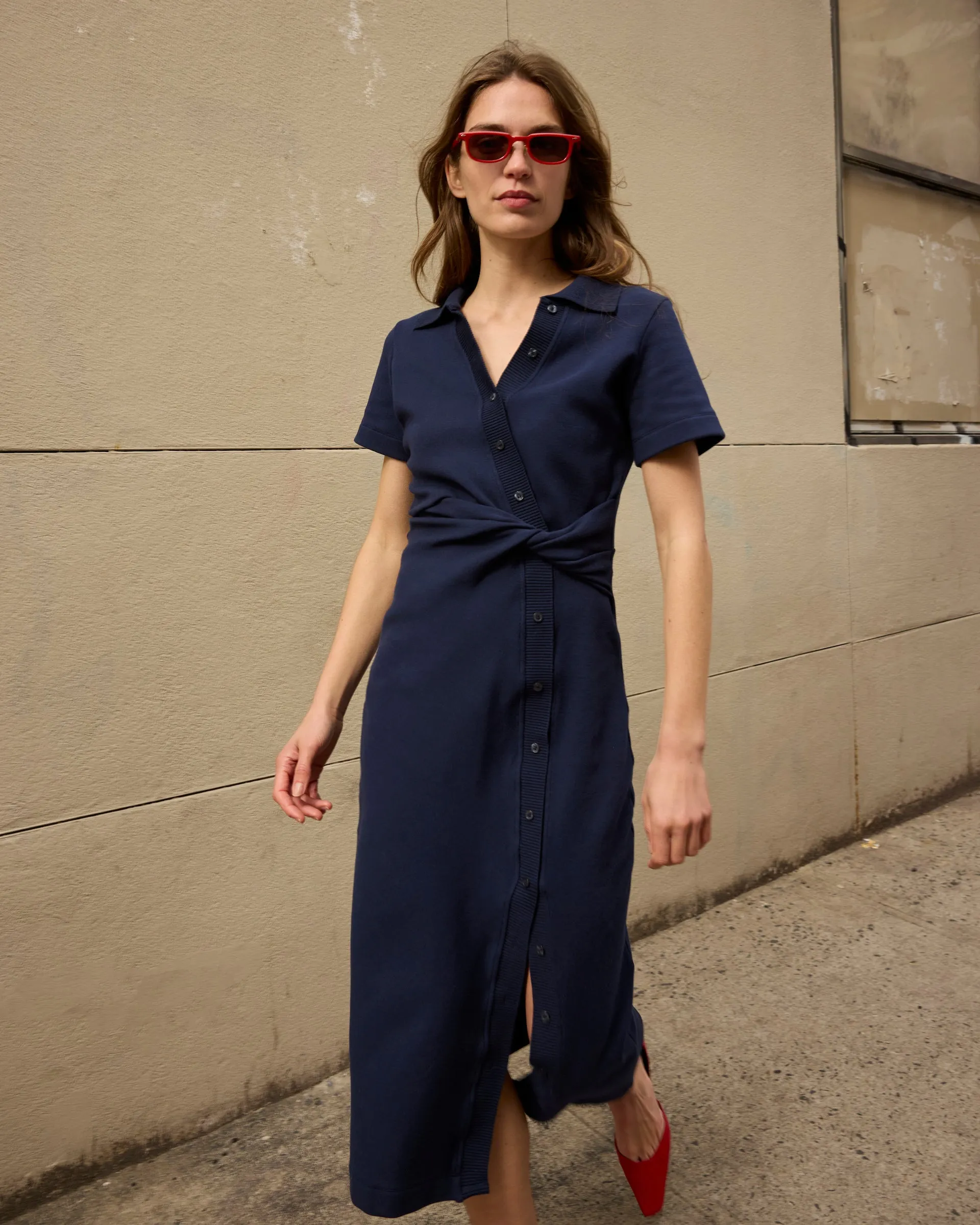 Interchangeable-Detail Short Sleeve Ellicot Dress