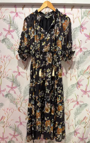 Short Sleeve Floral Maxi Dress in Black Casual Chic Light Flow Light Coral Short Sleeve Floral Maxi Dress in Black